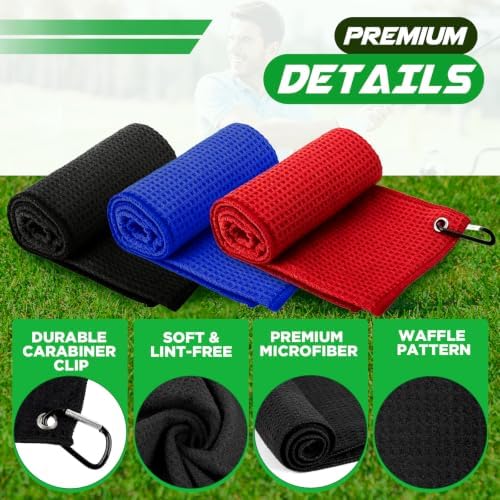 Golf Towel 3 Pack 16" X 16" Microfiber Waffle Pattern Golf Cleaning Towel - Image 3
