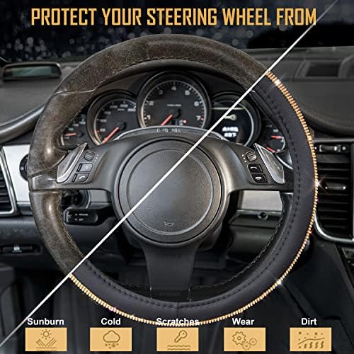 CAR Pass Rhinestones Diamond Bling Steering Wheel Cover, Universal Fit - Image 6