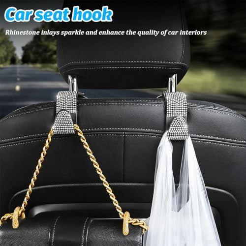 Zpana 4PCS Bling Car Seat Headrest Hooks, Vehicle Back Seat Purse Handbag - Image 6