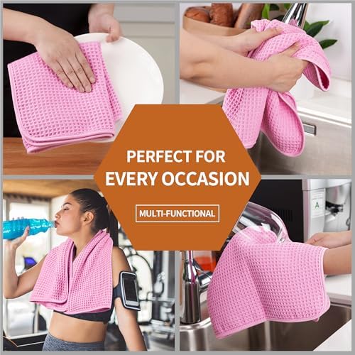 Microfiber Waffle Hand Towels, 4 Pieces, Fast Drying, Lint Free 430 GSM - Image 7