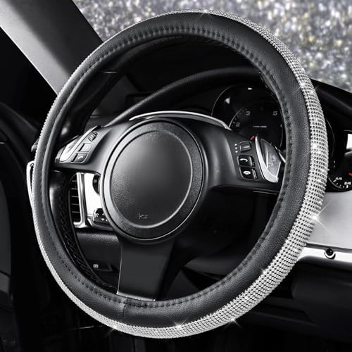 CAR PASS Bling Diamond Leather Steering Wheel Cover, - Image 6