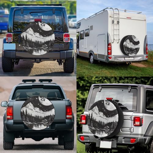 Rv Spare Tire Cover Wheel Mountain Forest Moon Tire Covers Wheel Protectors - Image 6