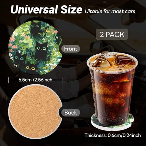 Car Cup Holder Ceramic Coasters 2 Pack, 2.56 in Anti Slip Absorbent Coaster - Image 4