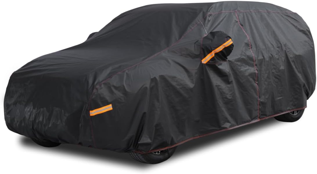 6 Layer Heavy Duty SUV Car Cover Waterproof All Weather Protection with Cotton Liner, Universal Fit Ford Explorer, Toyota Highlander, Honda Pilot, Dodge Durango, BMW X5 X6, Lexus RX350