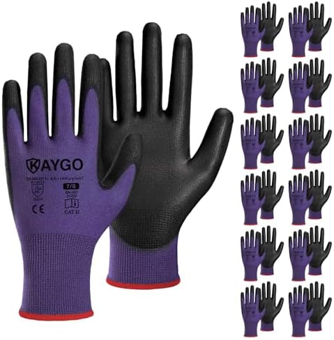 KAYGO Safety Work Gloves for Men Women, PU Coated Palm & Fingers by KAYGO
