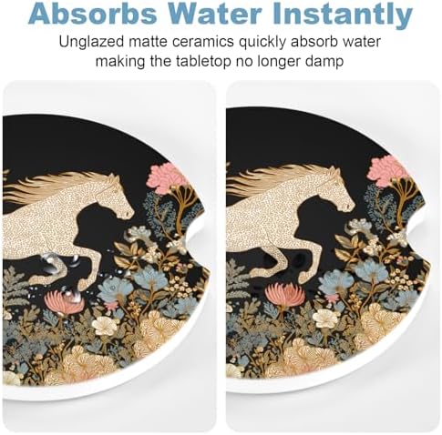 2 Pack Car Cup Holder Coaster, 2.63 inch Anti Slip Insert Absorbent Ceramic Car - Image 6