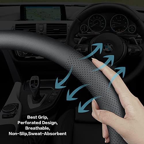 Car Steering Wheel Cover, Universal 15 Inch Premium Leather Car Steering Wheel - Image 6