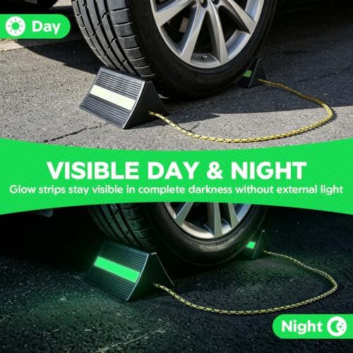 ROBLOCK Wheel Chocks for Trailer Glow in The Dark, RV & Camper, 3T GVW Capacity - Image 2
