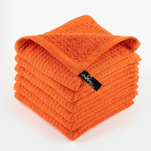 Dish Towels|Kitchen Dish Cloths Two-sided Waffle Terry|12x12 Inches 100% Cotton by CandyCottons