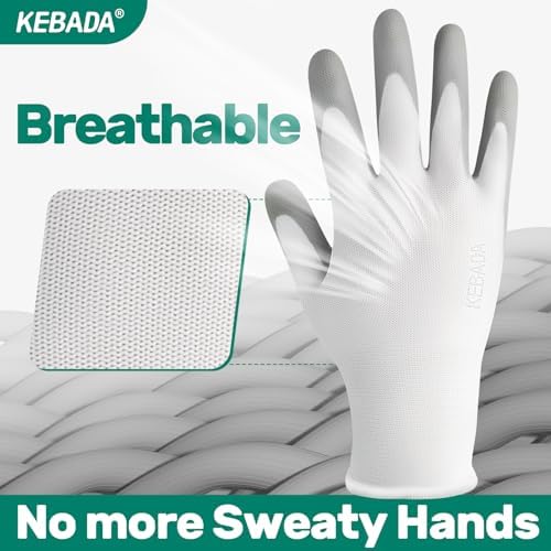Kebada W1 Safety Work Gloves for Men & Women, Touchscreen, PU Coated - Image 4