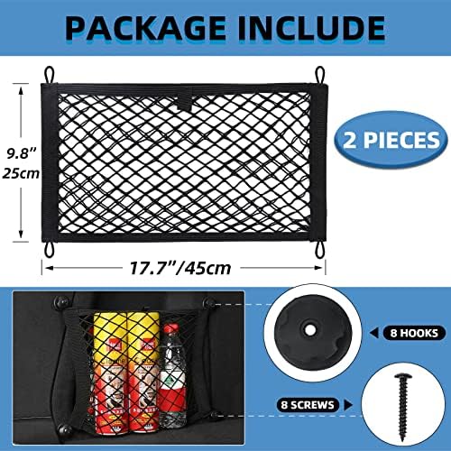 Universal Mesh Cargo Net for Car Trunk Storage, 2 Pack Elastic Small Cargo Net - Image 5