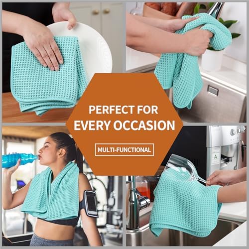 Microfiber Waffle Hand Towels, 2 Pieces, Fast Drying, Lint Free 430 GSM - Image 6