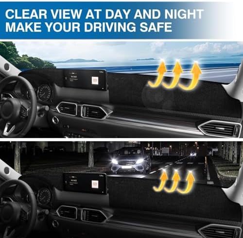 KUST Black Dash Cover for 2017-2025 Mazda CX-5 CX5 Polyester Dashboard Cover - Image 6