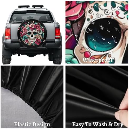 Skull Spare Tire Cover 15in Spare Wheel Covers Tire Storage Cover - Image 4