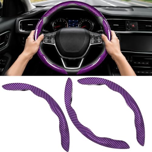 3pcs Universal Carbon Fiber Steering Wheel Cover, Anti-Slip & Segmented Design by Unknown