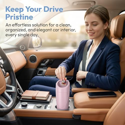 Car Trash Bin with Lid, Leak-Proof Portable Vehicle Cup Holder Garbage Can - Image 4