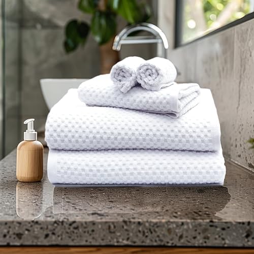 COTTON CRAFT Euro Spa Waffle Weave 6 Piece Towel Set - Image 2