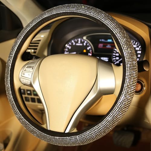 White Bling Women Steering Wheel Cover - Image 2