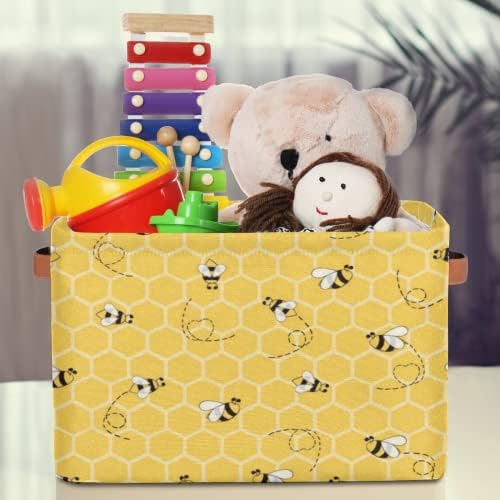 2Pack Yellow with Bees Large Collapsible Storage Bins, Honey Honeycombs - Image 5