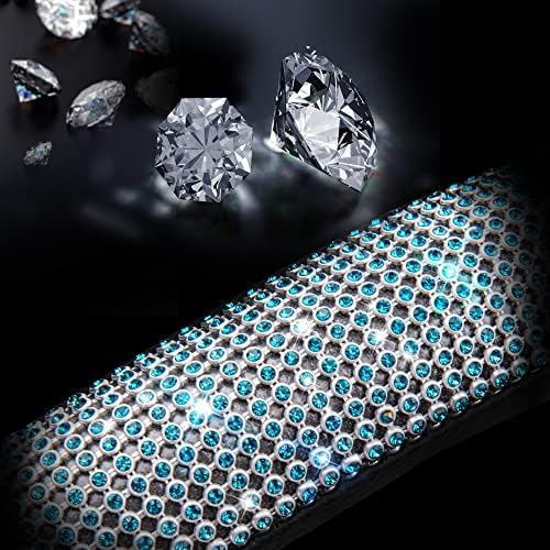 CAR PASS Mint Diamond Black Leather Steering Wheel Cover, Bling Blue Crystal - Image 3