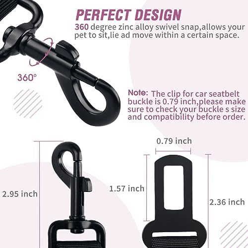 COOYOO Dog Seat Belt, 3 Piece Set Retractable Dog Car Adjustable Seatbelts - Image 6