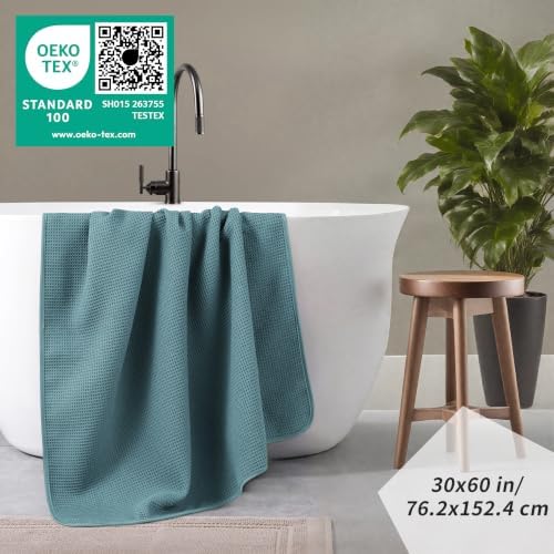 POLYTE 380 GSM Poly Blend Microfiber Quick Dry Waffle Bath Towel, 30x60 in - Image 4