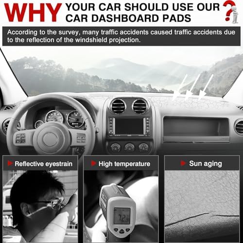Autorder Dashboard Cover Mat for Jeep Compass 2009–2016 Accessories Dash Cover - Image 2