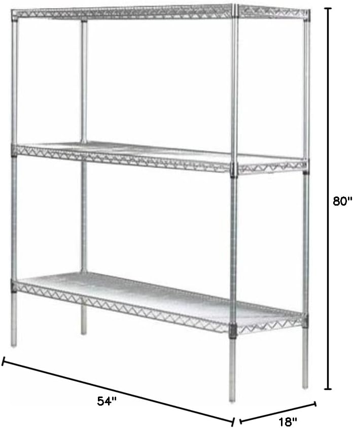 Omega 18" Deep x 54" Wide x 80" High 3 Tier Chrome Starter Shelving Unit