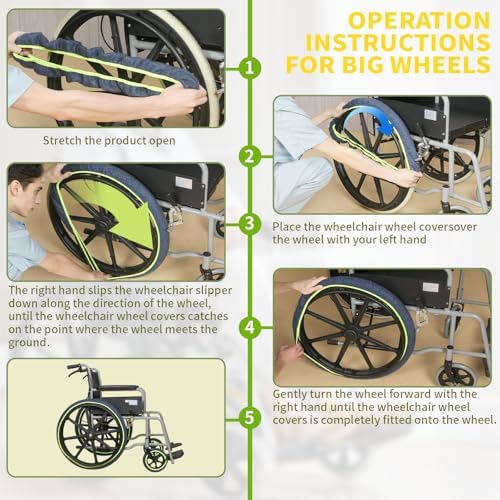 Wheelchair Tire Covers for Wheel to Protect Floors Carpets, Wheelchair - Image 4