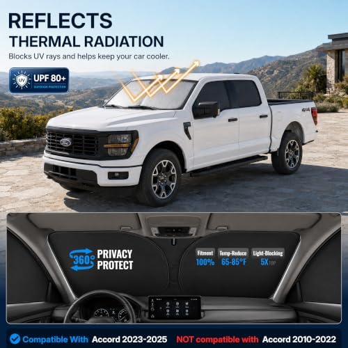 5PCS Car Window Shades for Dodge Ram 2019-2025, Full Set Windshield Side Rear - Image 2