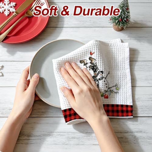 Christmas Kitchen Towels Snowman Waffle Hand Towels - Image 6
