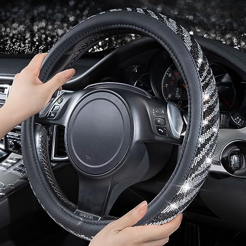 CAR PASS Bling Diamond Leather Steering Wheel Cover, - Image 4