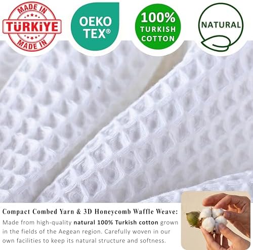 PÜSKÜL Natural 100% Turkish Cotton Waffle Bath Towels Set of 2, Extra-Large - Image 2