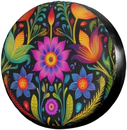 Delerain Spare Tire Cover Mexican Boho Ornament Flower Wheel Covers Waterproof by Delerain