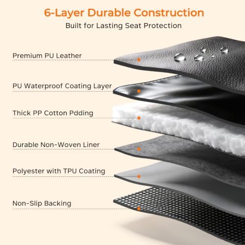 URPOWER Dog Car Seat Cover for Back Seat, Waterproof PU Leather - Image 5