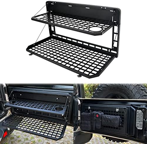 2-Tier Tailgate Table Rear Foldable Storage Cargo Rack Outdoor Camping Desk by FURYENGRAVER