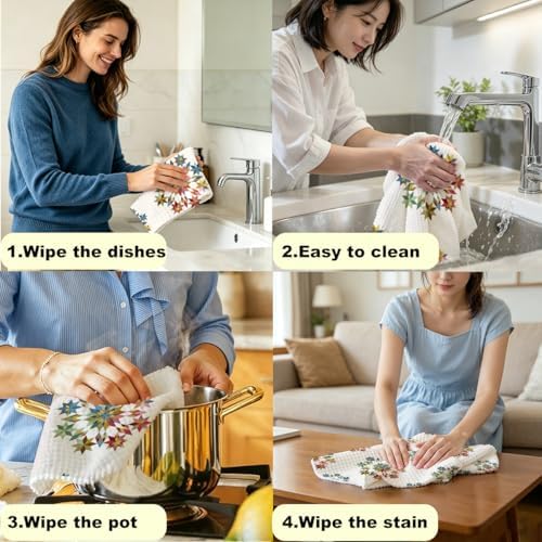 NISTOMISU 2 Pcs Retro Boho Kitchen Towels, Starburst Gifts Starburst Design - Image 5