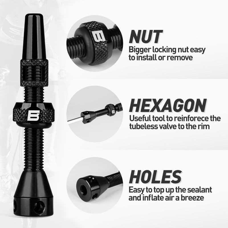 BWSHLF Tubeless Presta Valve Stem 40/44/55/60/65/80/100 mm, Super Light Alloy - Image 3