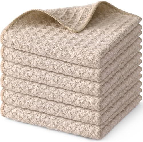 Homaxy Microfiber Waffle Weave Kitchen Dish Cloths, 6 Pack by Homaxy