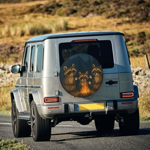 Cute Raccoon Camping Spare Tire Cover - Image 6
