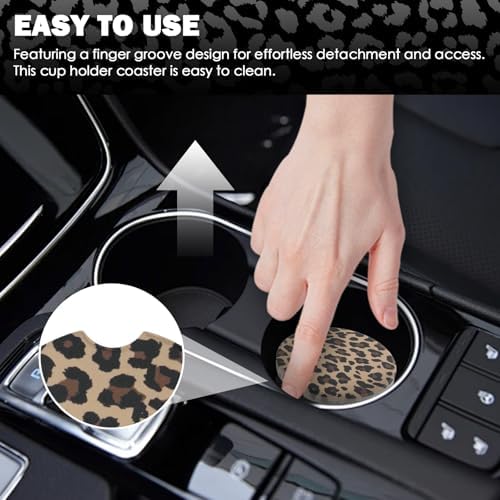 2PCS Car Cup Coasters, 2.6 Inch Leopard Print Cup Holder Coasters - Image 6
