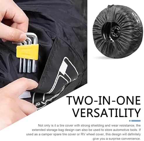 Car Spare Tire Cover, 190T Taffeta Sun and Water Proof Storage Bag - Image 3