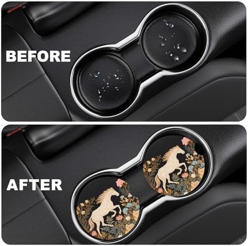 2 Pack Car Cup Holder Coaster, 2.63 inch Anti Slip Insert Absorbent Ceramic Car - Image 5