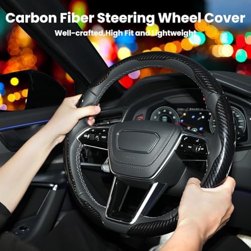 Hiseanllo Carbon Fiber Steering Wheel Cover 3PCS Set – Anti-Slip, - Image 2