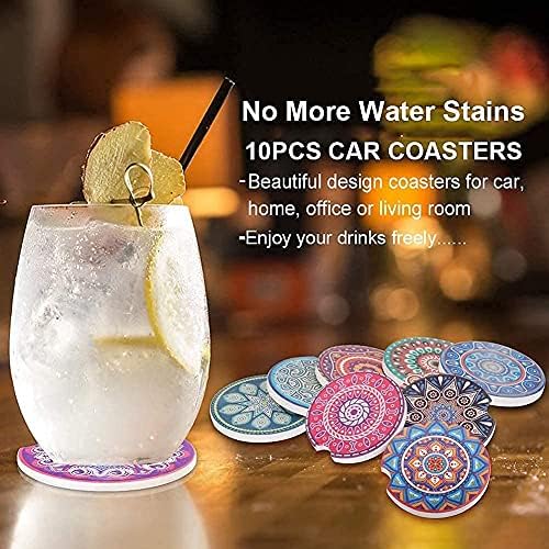 Car Coasters for Drinks Absorbent, 10 Pack 2.56in Car Coasters Absorbent Ceramic - Image 7