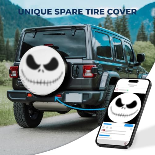 GENANY Gothic Skeleton Face Halloween PVC Leather Spare Tire Cover Size 15 - Image 2