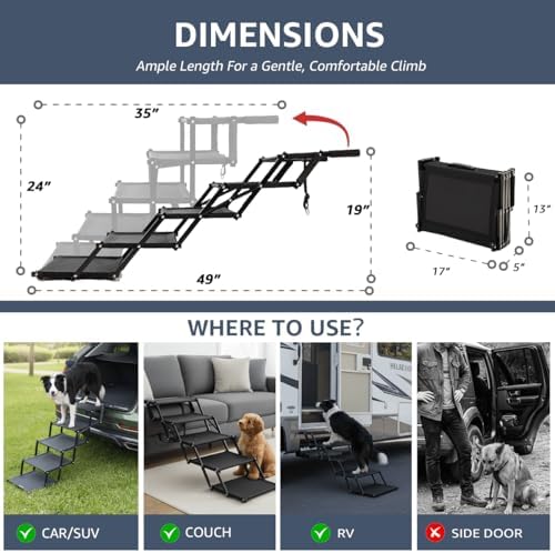 Oiilores Foldable Dog Stairs for Large Dogs - Image 2