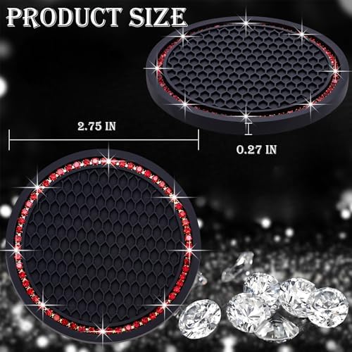 2PCS Bling Cup Holder Coaster, 2.75 Inch Auto Car Cup Holder Insert Coasters - Image 2