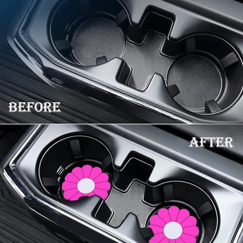 2-Pack Car Cup Holder Coaster Inserts, Daisy Shape, 2.75 Inch Non-Slip Silicone - Image 7