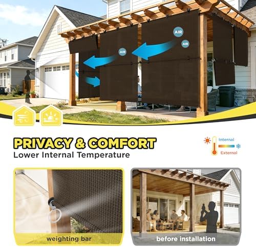 Outdoor Roller Shade 7'W x 10.5'H Cordless Shades Roll Up, Folding Exterior - Image 4